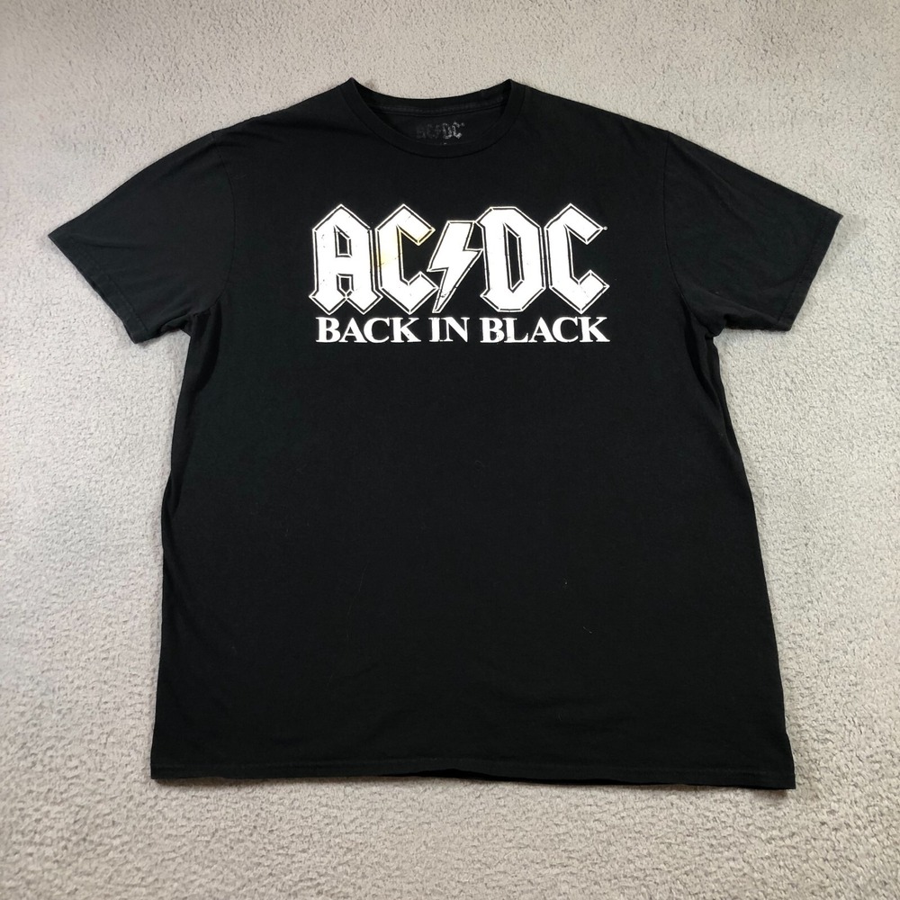 ACDC Back in Black T shirt mens L Black